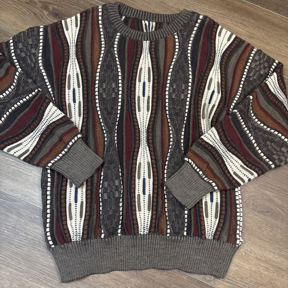 Baracuta by Tundra Canada Vintage 1990's‎ Coogi Style Grandpa Sweater Mens Large